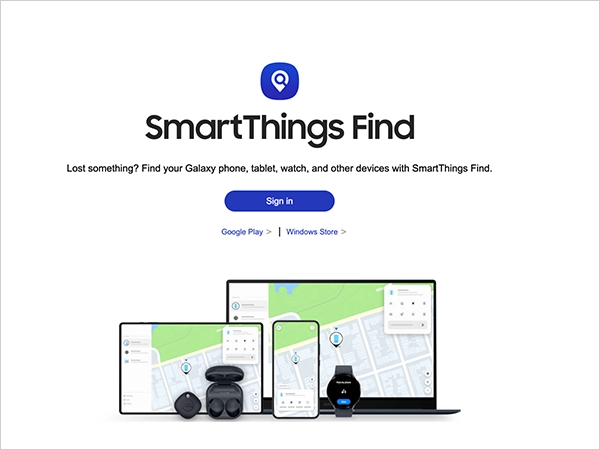 SmartThings Find website