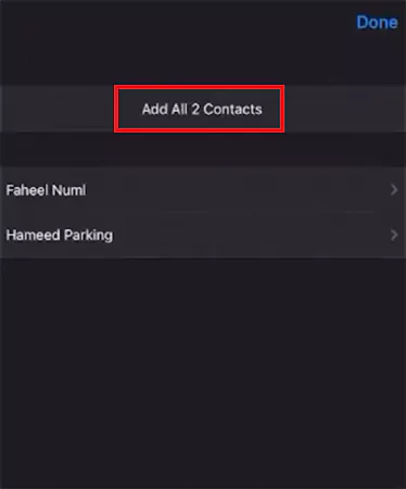 Tap on Add All Contacts