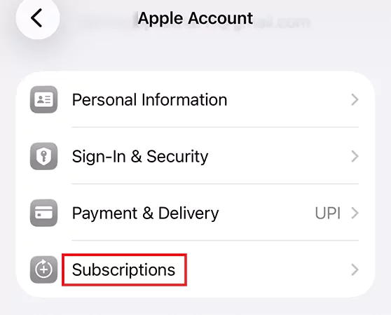 Tap on Subscriptions