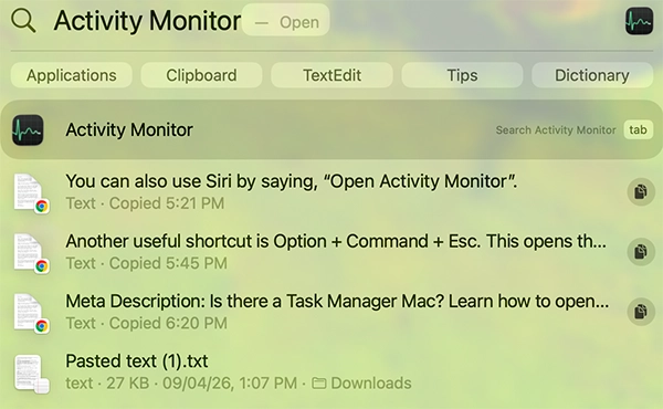 Type Activity Monitor