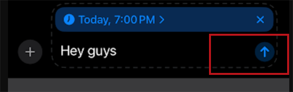 click on up-like-arrow icon to send text