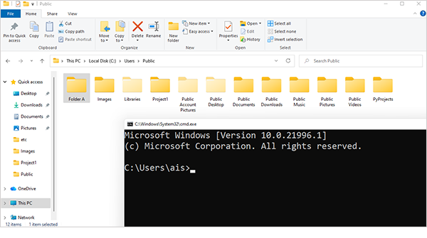Drag and Drop Folder to Windows Command Prompt