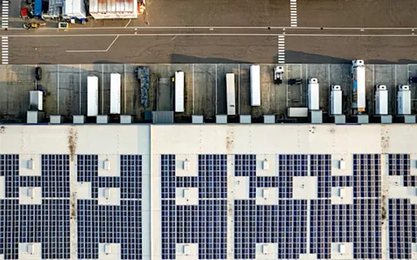 Parking lot with solar panels