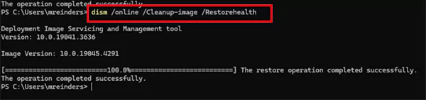 Type DISM Online Cleanup Image RestoreHealth