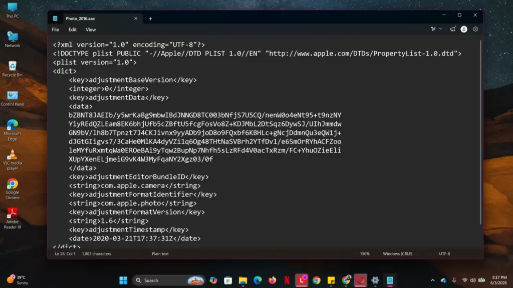 AEE file in Notepad