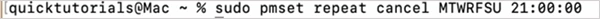 Command to set repeating sleep shutdown time