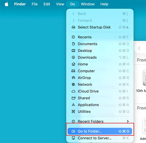 Go > Go to Folder