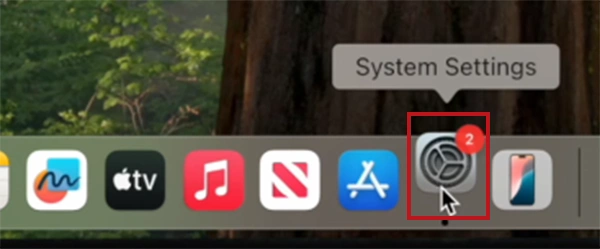 Open System Settings from the dock