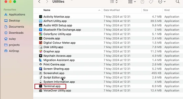 Open Terminal app