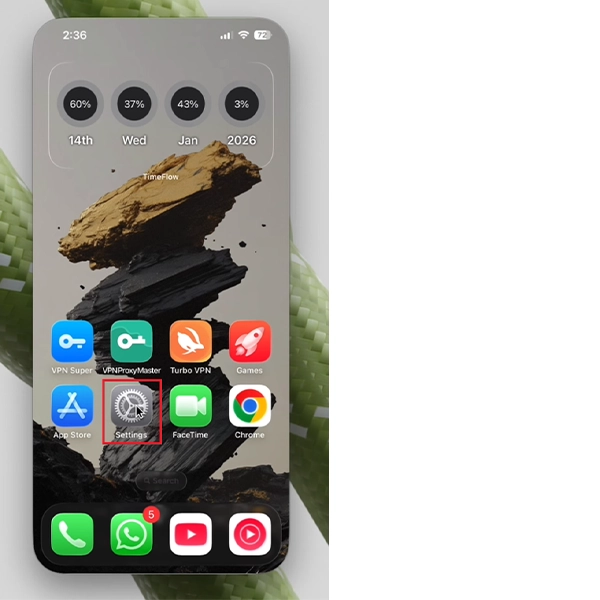 Open settings on iPhone