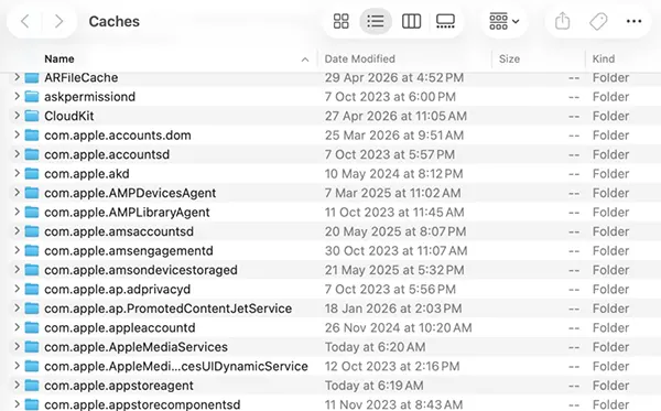 Review cache folders&nbsp;