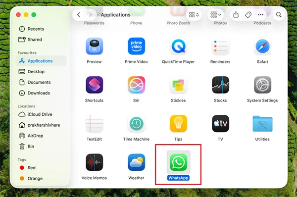 Select the app you want to remove