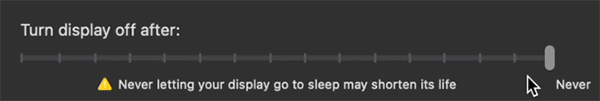 Set the slider to Never