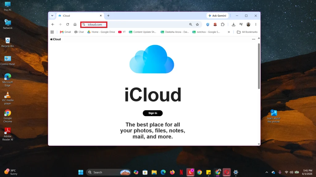go to iCloud